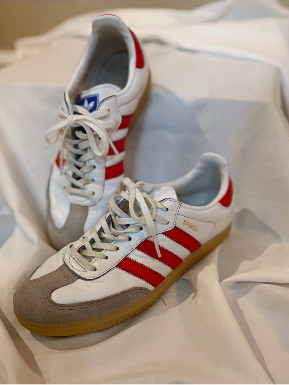adidas Samba Women’s Sneakers - White with Red Stripes